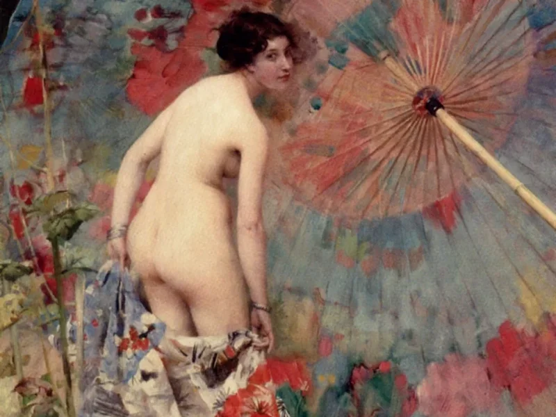1850-Aimé Nicolas Morot - Nudo con un ombrello giapponese